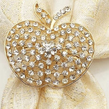 Load image into Gallery viewer, Gold Alloy Rhinestone Apple Ring